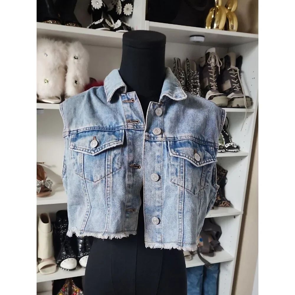 Forever 21 Light Blue Denim Vest